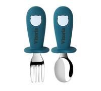 TYRY.HU Personalizada Cubiertos para Bebés Cucharas Juego de Tenedores Infantiles Niños Pequeños Acero Inoxidable con Silicona Nombres Diseño Antiahogo de Sujeción