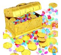 TYSM-CC Cofre Pirata del Tesoro 14x9.5x9.5cm, Ideal para Fiestas Temáticas, Accesorios de Espectáculos y Regalos Divertidos para Niños - Decorativo, Educativo y Perfecto para Juegos de Aventura