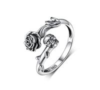 TYSO Anillos de calavera para mujer, de plata de ley 925, anillos góticos, anillo gótico punk, Plata de ley, Sin piedras preciosas