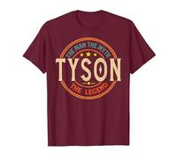 Tyson The Man The Myth The Legend Vintage Personalizado Camiseta, Hombre, Granate, 3XL