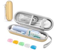 TYSORETY Estuche de viaje para cepillo de dientes eléctrico Oral-B/Oral-B Pro/Phlips Sonicare, funda dura portátil, Leuctendes Gold con funda protectora para cabezal de cepillo, Estuche de viaje