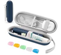 TYSORETY Estuche de viaje para cepillo de dientes eléctrico Oral-B/Oral-B Pro/Phlips Sonicare, funda dura portátil, Azul oscuro con funda protectora para cabezal de cepillo, Estuche de viaje rígido