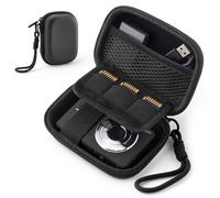 TYSORETY Funda para cámara digital CAMKORY DC403 FHD 1080P/Kodak PIXPRO FZ55/FZ45, pequeño soporte para cámara compacta de viaje con bolsillo de malla para accesorios tarjeta SD, Black, Almacenamiento