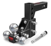 TYT Enganche de remolque ajustable de tres bolas para receptor de 2 pulgadas, caída y elevación de 5 pulgadas, bolas triples (2.5-2.2 cm, 5.1 cm, 5.1-0.8 cm), 4.536 kg GTW, 0.454 kg TW, incluye