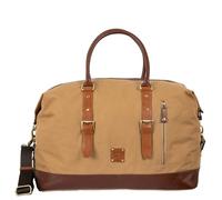 TYT Zefiro - Bolsa de viaje para hombre, de lona y piel de vacuno, bolsa de fin de semana con correa ajustable, base reforzada, 52 x 24 x 35 cm, Desert, 52x24x35 cm, informal