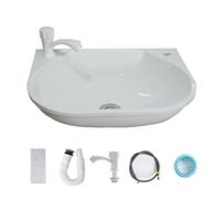 TYTFTDLD Lavamanos de plástico, lavamanos simples de plástico colgante de pared, lavamanos colgantes de pared pequeña,blanco[Grifo de frío único enano]