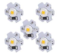 TYTOGE 25 Chips LED de 5 V, 3 W de Alta Potencia, 200 Lm, Brillo, Base de Aluminio, con Baja Decadencia de Luz, Larga Vida útil, para Linterna de Bricolaje, Foco de Faro, Semáforo (Luz amarilla)
