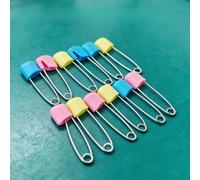 TYTOGE Alfileres para Pañales, 12 Unidades de Alfileres para Pañales de Seguridad con Cabeza de Plástico y Aguja Curva de Acero Inoxidable, para Manualidades de Lavandería y Proye (Tamaño pequeño)