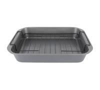 TYTOGE Asador Antiadherente con Rejilla, Bandeja para Horno Rectangular de Acero Al Carbono, Rejilla para Control de Aceite para una Cocción Eficiente, Alta Resistencia Al Calor