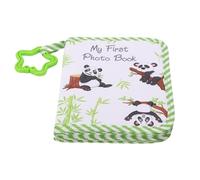 TYTOGE Baby My First Photo Book, álbum de Recuerdos de Tela Suave con Espejo de Seguridad de 8,3 Cm y Anillo de Dentición en Forma de Estrella, para Recién Nacidos, Bebés y Niños (Panda Verde)