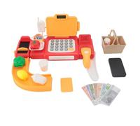 TYTOGE Juguete de Caja Registradora, Juguetes Educativos, Caja Registradora de Simulación, Lector de Tarjetas de Crédito, Calculadora de Juego para Niños Pequeños (Roja)