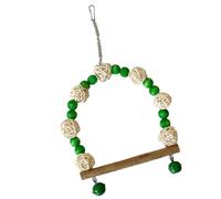 TYTOGE Juguete de Columpio para Pájaros, Cuentas Coloridas Usables, Percha de Madera para Columpio de Loro, Interesante con Campanas para Tortolitos (Verde)