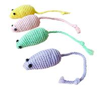 TYTOGE Juguete para Gatos, Duradero, 4 Piezas, Interactivo, Cómodo, Alivia el Aburrimiento, Cuerda de Algodón, Juguete para Gatos para el Hogar (ratoncito)
