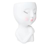 TYTOGE Maceta para la Cara, Orificio de Drenaje Decorativo, Mirada de Niña, Ojos Que Se Cierran, Maceta para la Cara, de Resina Resistente y Realista para Decoración (Blanca)