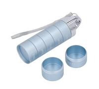 TYTOGE Organizador Semanal de Medicamentos, Estuche para Medicamentos de Viaje de 7 Días de Aleación de Aluminio con Cuerda para Colgar, para Acampar Al Aire Libre, Viajes y (Agujero Redondo Azul)