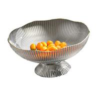 TYTOGE Plato De Fruta De Drenaje De Plástico con Base Desmontable, Bandeja De Fruta Transparente para El Hogar, Oficina, Fiesta Al Aire Libre, Picnic, Camping, Tamaño 25x12x13cm (Gris)