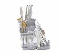 TYTOGE Soporte para Almacenamiento de Cuchillos para Utensilios de Cocina, Bandeja de Drenaje Multifuncional, Compartimento para Almacenamiento de Cuchillos, Soporte para Utensilios Transparente
