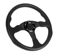 TYTOGE Volante Deportivo de 350 Mm, Diseño de Automóvil de Carreras de Plato Profundo con Cuero de PU y Aleación de Aluminio, Ajuste Universal para la Mayoría de los Vehículos, Fá (Negra)
