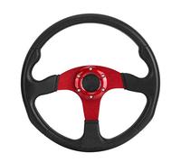 TYTOGE Volante Deportivo de 350 Mm, Diseño de Automóvil de Carreras de Plato Profundo con Cuero de PU y Aleación de Aluminio, Ajuste Universal para la Mayoría de los Vehículos, Fá (Rojo)