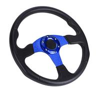 TYTOGE Volante Deportivo de 350 Mm, Diseño de Automóvil de Carreras de Plato Profundo con Cuero de PU y Aleación de Aluminio, Ajuste Universal para la Mayoría de los Vehículos, Fá (Azul)
