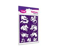 TyToo Juego de plantillas de base de tatuajes con purpurina, plantillas reutilizables para niños y adultos, diseño de la UE, hipoalergénicas, perfectas para fiestas, maquillaje infantil y pintura