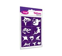 TyToo Juego de plantillas de base de tatuajes con purpurina, plantillas reutilizables para niños y adultos, diseño de la UE, hipoalergénicas, perfectas para fiestas, maquillaje infantil y pintura