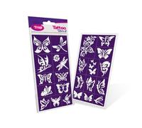 TyToo Juego de plantillas de tatuaje con purpurina, plantillas reutilizables para niños y adultos, diseño de la UE, hipoalergénicas, perfectas para fiestas, maquillaje infantil y pintura corporal
