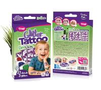 TyToo Juego de tatuajes con purpurina para niños, 27 plantillas y 3 colores brillantes, respetuoso con la piel, resistente al agua y dermatológicamente probado, kit de maquillaje creativo para