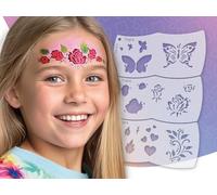 TyToo Mosaic Unicornio y Estrellas Plantillas de Maquillaje Infantil | Plantillas reutilizables de pintura facial para niños | Plantilla de maquillaje para niños (mariposa y rosa)