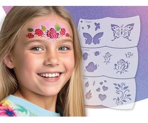 TyToo Mosaic Unicornio y Estrellas Plantillas de Maquillaje Infantil | Plantillas reutilizables de pintura facial para niños | Plantilla de maquillaje para niños (mariposa y rosa)