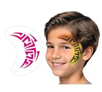 TyToo Plantillas de pintura facial para niños, reutilizables y respetuosas con la piel, plantillas de maquillaje para niños, carnaval, Halloween y tatuajes con purpurina (maorí)