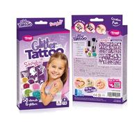 TyToo Set de tatuajes con purpurina para niños, 58 plantillas y 3 colores brillantes, respetuoso con la piel, resistente al agua y dermatológicamente probado, kit de maquillaje creativo para