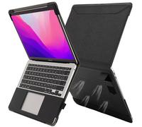TYTX Funda de Piel Compatible con MacBook Pro 13 Pulgadas Retina M1 2021 2020 2019 2018 A2337 A2179 A1932 Touch ID, Funda de Cuero Protectora con Soporte y Ventilaciones, Negro
