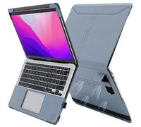 TYTX Funda de Piel Compatible con MacBook Pro 13 Pulgadas Retina M1 2021 2020 2019 2018 A2337 A2179 A1932 Touch ID, Funda de Cuero Protectora con Soporte y Ventilaciones, Azul Claro