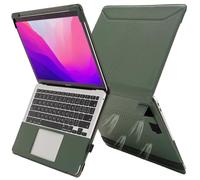 TYTX Funda de Piel Compatible con MacBook Pro 13 Pulgadas Retina M1 2021 2020 2019 2018 A2337 A2179 A1932 Touch ID, Funda de Cuero Protectora con Soporte y Ventilaciones, Verde