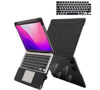 TYTX Funda de Piel Compatible con MacBook Pro 14 Pulgadas 2021, A2442, M1 Pro/M1 MAX, Funda de Cuero Protectora con Soporte y Ventilaciones & Cubierta de Teclado, Negro