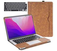 TYTX Funda de Piel Compatible con MacBook Pro 14 Pulgadas 2021, A2442, M1 Pro/M1 MAX, Funda de Cuero Protectora Case Portátil Folio Book con Cubierta de Teclado, Marrón
