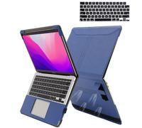 TYTX Funda de Piel Compatible con MacBook Pro 14 Pulgadas 2021, A2442, M1 Pro/M1 MAX, Funda de Cuero Protectora con Soporte y Ventilaciones & Cubierta de Teclado, Azul