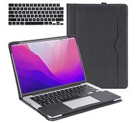 TYTX Funda de Piel Compatible con MacBook Pro 14 Pulgadas 2021, A2442, M1 Pro/M1 MAX, Funda de Cuero Protectora Case Portátil Folio Book con Cubierta de Teclado, Negro