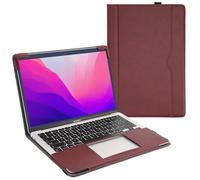 TYTX - Funda de Piel Compatible con MacBook Pro de 13 Pulgadas M2 M1 A2338 A2289 A2251 A2159 A1989 A1706 A1708 versión 2021 2020-2016, Funda Protectora de Piel para Laptop, Color Rojo Vino