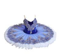 Tytyozay Tutú de Ballet Profesional de la niña Azul, Tutú del Lago de los cisnes Trajes de Bailarina Plato Panqueque Tutú Vestido de Fiesta de Bailarina Falda de Danza de Ballet,Azul,140