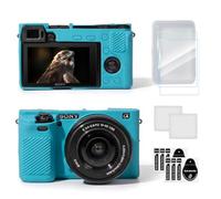 TYUANDOUER Funda para cámara digital Sony Alpha A6000 ILCE-6000, funda de silicona suave para Sony A6000 con 2 protectores de pantalla templados, carcasa antiarañazos, accesorios para la piel, Blue