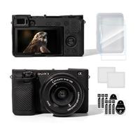 TYUANDOUER Funda para cámara digital Sony Alpha A6000 ILCE-6000, funda de silicona suave para Sony A6000 con 2 protectores de pantalla templados, carcasa antiarañazos, accesorios para la piel, Black