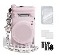 TYUANDOUER Funda para Canon IXUS 285 HS, 2 protectores de pantalla, Rosa | Funda protectora de silicona, muñeca con cuentas, cubierta de lente, antiarañazos, a prueba de golpes, agarre mejorado