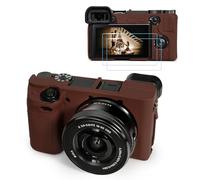 TYUANDOUER Kit de accesorios de funda para cámara A6400 A6300 y protector de pantalla LCD, funda de silicona suave para cámara digital Sony Alpha A6400 A6300, cubierta de cuerpo con agarre, marrón