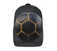 TYUIOPASDFG 17 Pulgadas Fútbol negro y dorado Mochila Escolar Para Preparación De Selectividad, Mochila Unisex Para Adolescentes De Bachillerato, Con Compartimento Para Portátil Y Organizadores