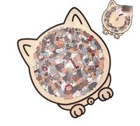 TYUKXJH de madera sobre el tema del gato 23,7 x 21,8 cm Morandis-Colored Cat Shaped Wooden Jigsaw Puzzles 135 piezas de madera en forma de gato de color Morandi para interior casa estante