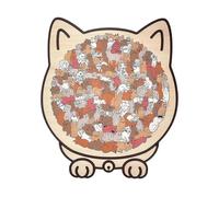 TYUKXJH Rompecabezas de madera sobre el tema del gato 23,7 x 21,8 cm Morandis-Colored Cat Shaped Wooden Jigsaw Puzzles 135 piezas de madera en forma de gato de color Morandi para interior casa estante