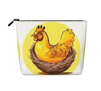 TYUMH Bird's Nest Golden Chicken - Bolsa de cosméticos de cáñamo de imitación de una sola capa, portátil, adecuada para la vida cotidiana, viajes y salidas.