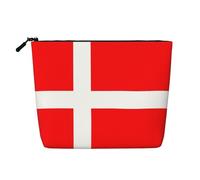 TYUMH Bolsa de cosméticos de cáñamo de imitación de una sola capa con bandera danesa de Dinamarca, portátil, adecuada para la vida cotidiana, viajes y salidas.